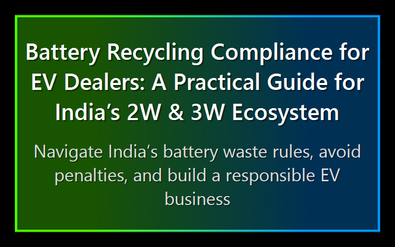Battery Recycling Compliance for EV Dealers: A Practical Guide for India’s 2W & 3W Ecosystem