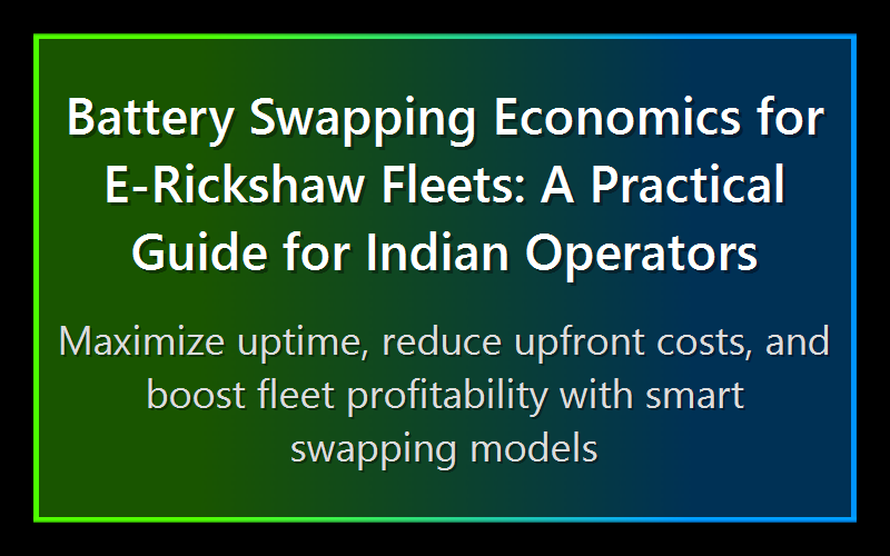 Battery Swapping Economics for E-Rickshaw Fleets: A Practical Guide for Indian Operators