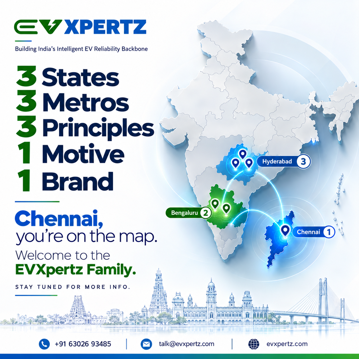 EVXpertz expands to Chennai with 3 states, 3 metros, 3 principles, 1 motive, and 1 brand