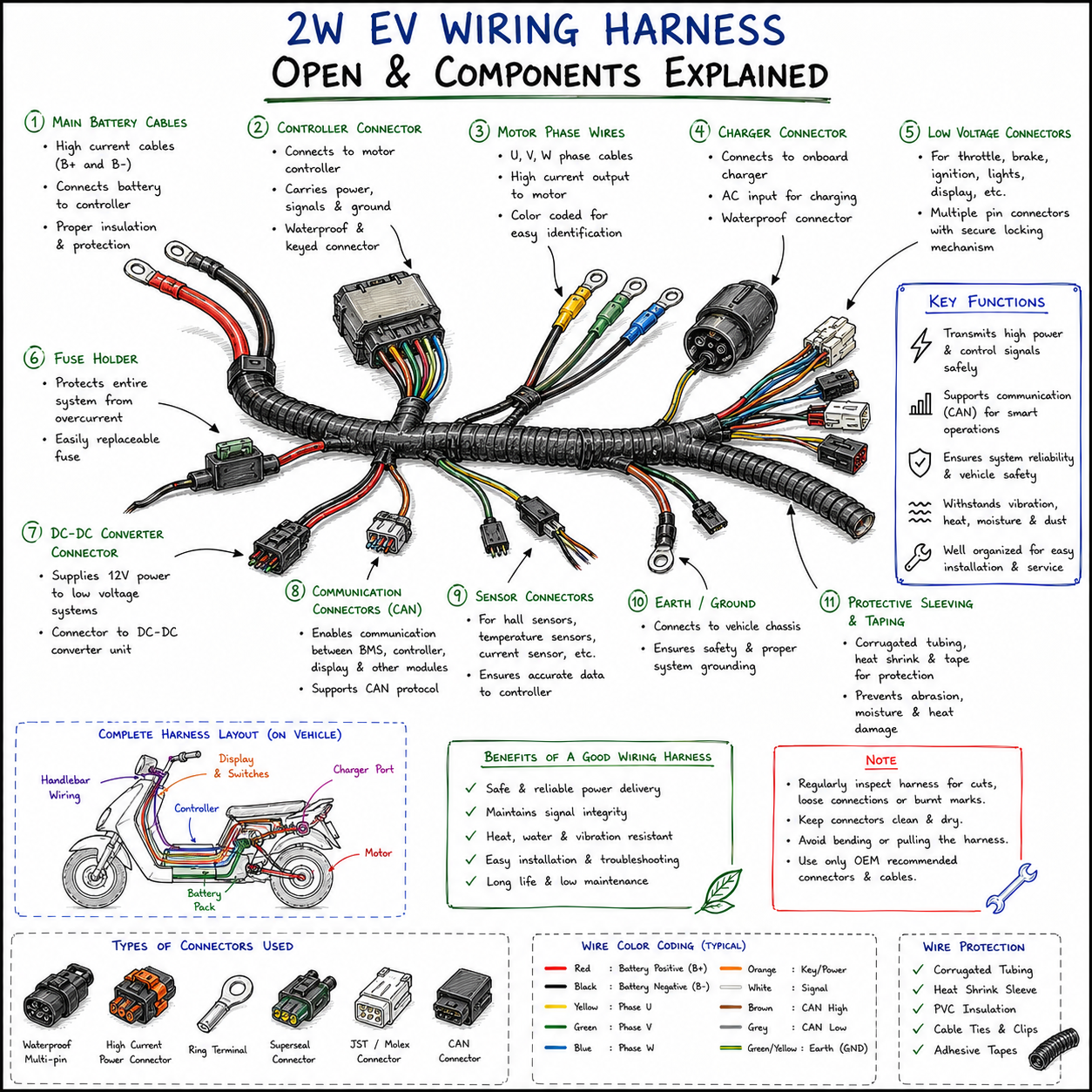 2W EV Wiring Harness